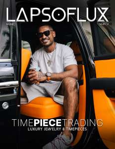 Stylish man sitting in luxury car showcasing high-end jewelry and luxury lifestyle, emphasizing luxury jewelry, timepieces, and premium accessories from LAPSOFLUX Miami.