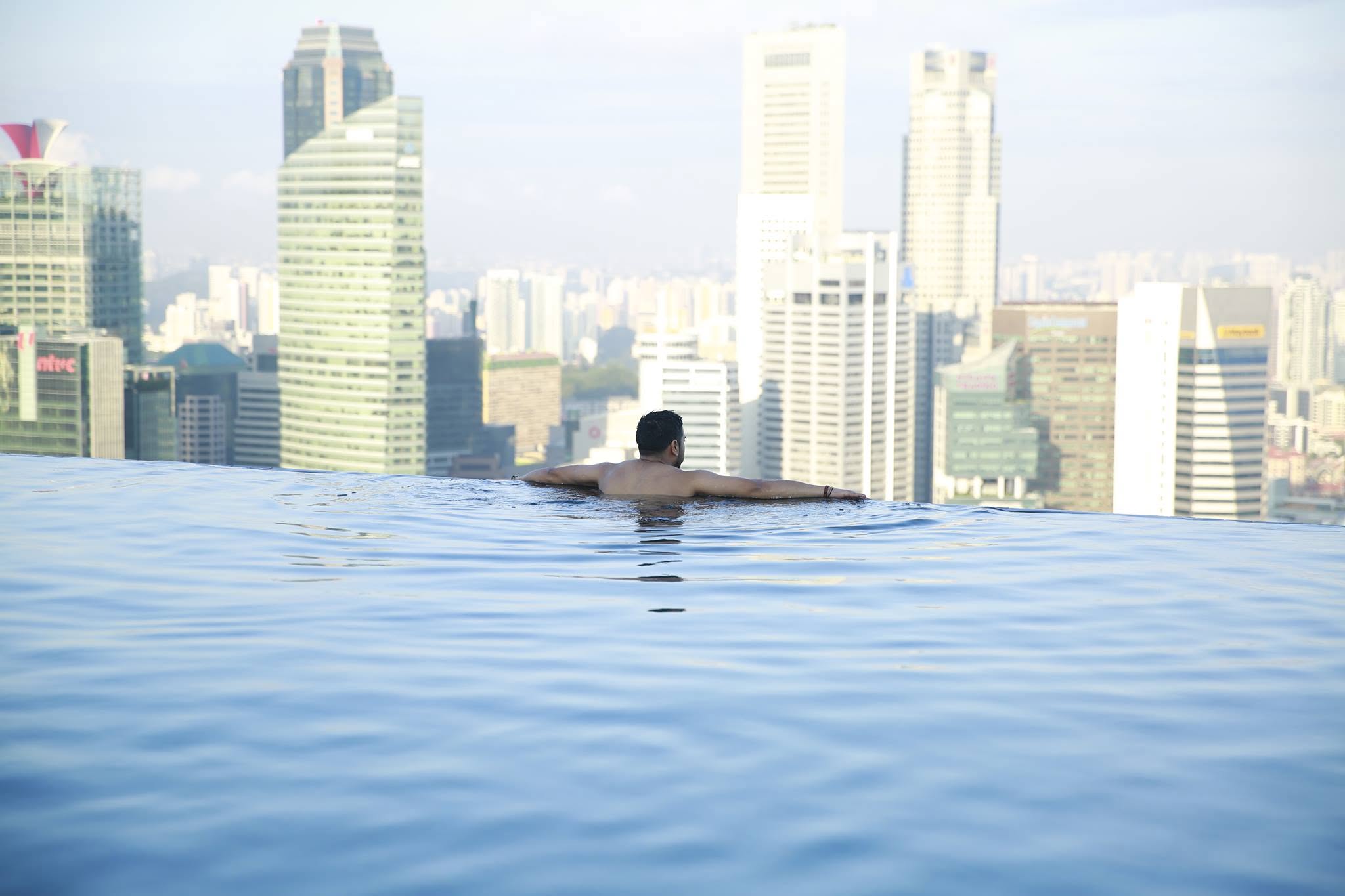 Singapore skyline viewed from the Marina Bay Sands infinity pool