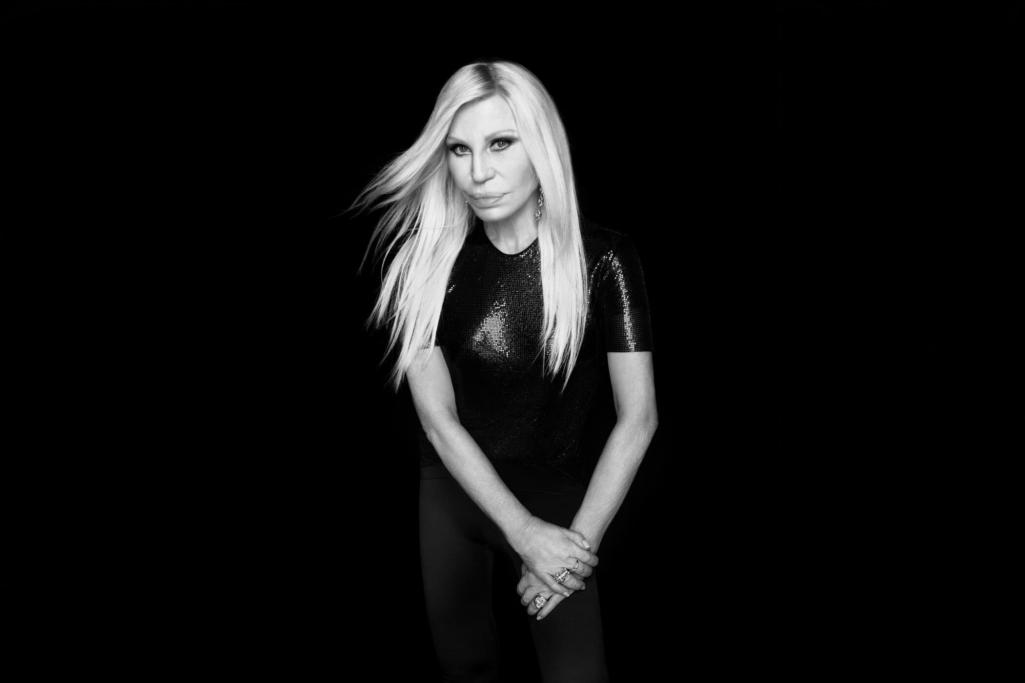 Donatella Versace photographed for her new REVOLVE fashion and beauty venture