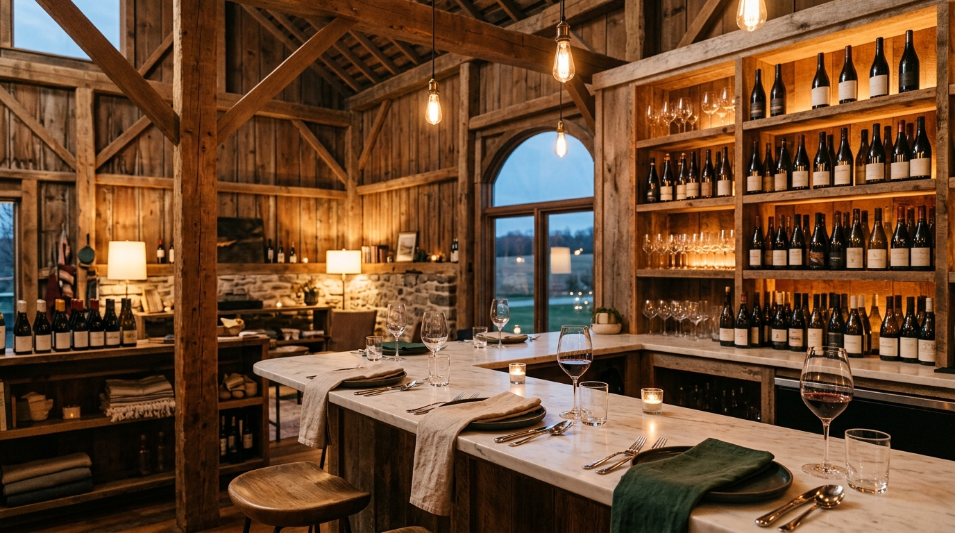 Wine bar at Hidden Creek Estates in Roscoe, Illinois