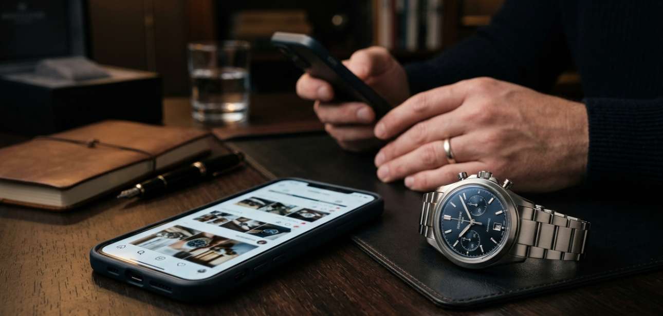 Luxury watch imagery accompanying LAPSOFLUX coverage of how social media is changing the luxury watch market.