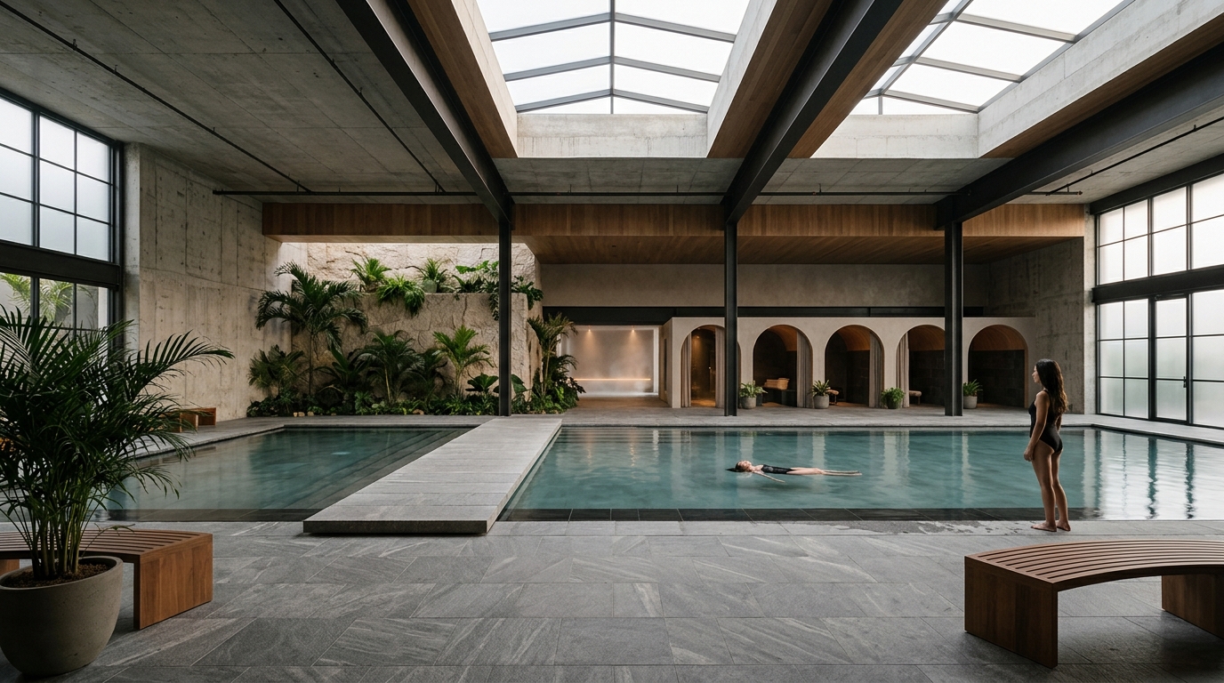 Sensa bathhouse in Wynwood, featuring an indoor storm experience