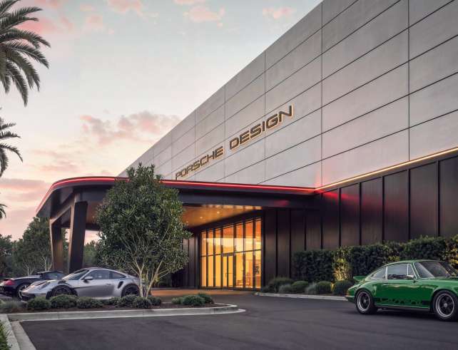 Porsche Design Concours concept rendering with collector cars at the Palm Beach location