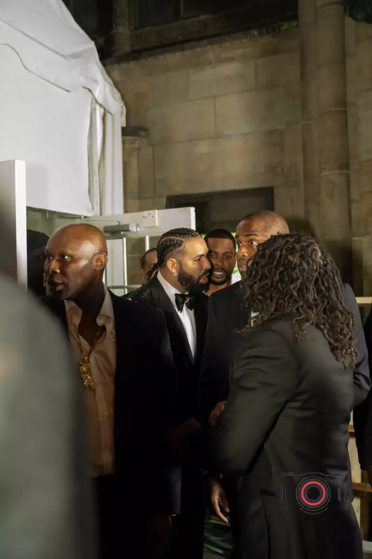 Guests gather near the entrance at Casa Cipriani during Drake’s birthday celebration.