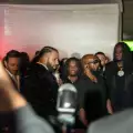 Guests gather at the entrance to Drake’s birthday celebration at Casa Cipriani.