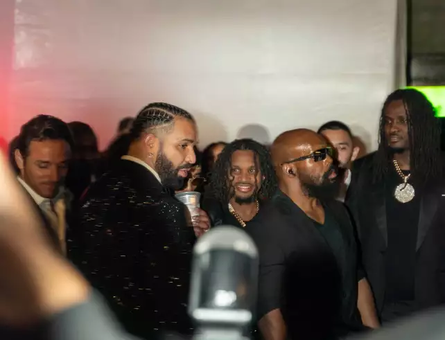 Guests gather at the entrance to Drake’s birthday celebration at Casa Cipriani.