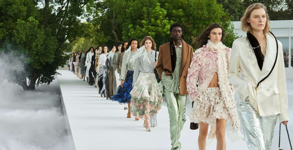Dior Summer 2027 models walking an outdoor runway