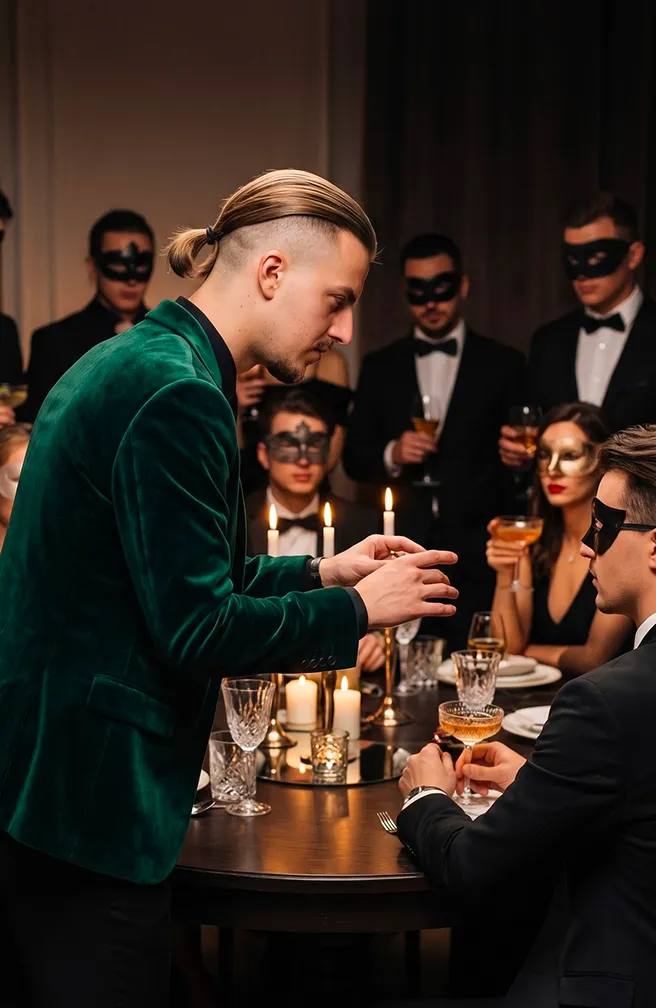 Roman Royss performing at a candlelit dinner